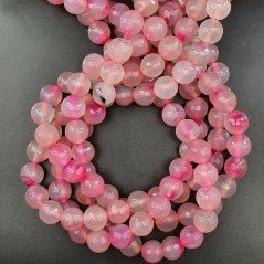 Agata Brasiliana Fucsia Perline Forma Tondo Sfaccettato 10mm