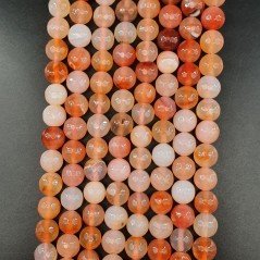 Agata Brasiliana Pesca Perline Forma Tondo Sfaccettato 10mm