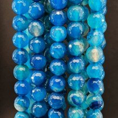 Agata Brasiliana Blu Perline Forma Tondo Sfaccettato 10mm