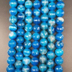 Agata Brasiliana Blu Perline Forma Tondo Sfaccettato 10mm