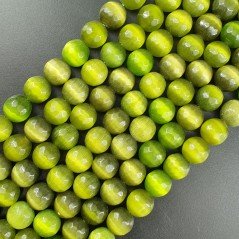 Occhio Di Gatto Oliva Perline Forma Tondo Sfaccettato 10mm