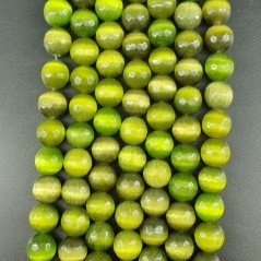 Occhio Di Gatto Oliva Perline Forma Tondo Sfaccettato 10mm