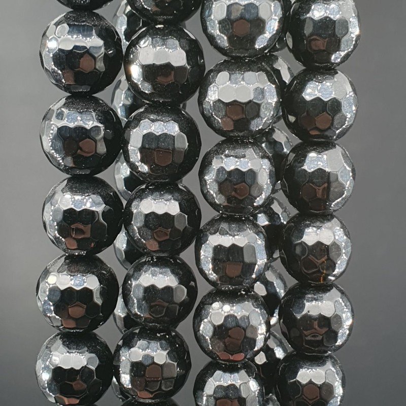 Onice Nera Perline Forma Tondo Sfaccettato 10mm