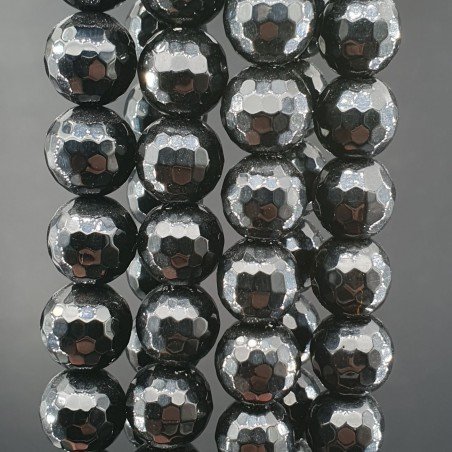 Onice Nera Perline Forma Tondo Sfaccettato 10mm