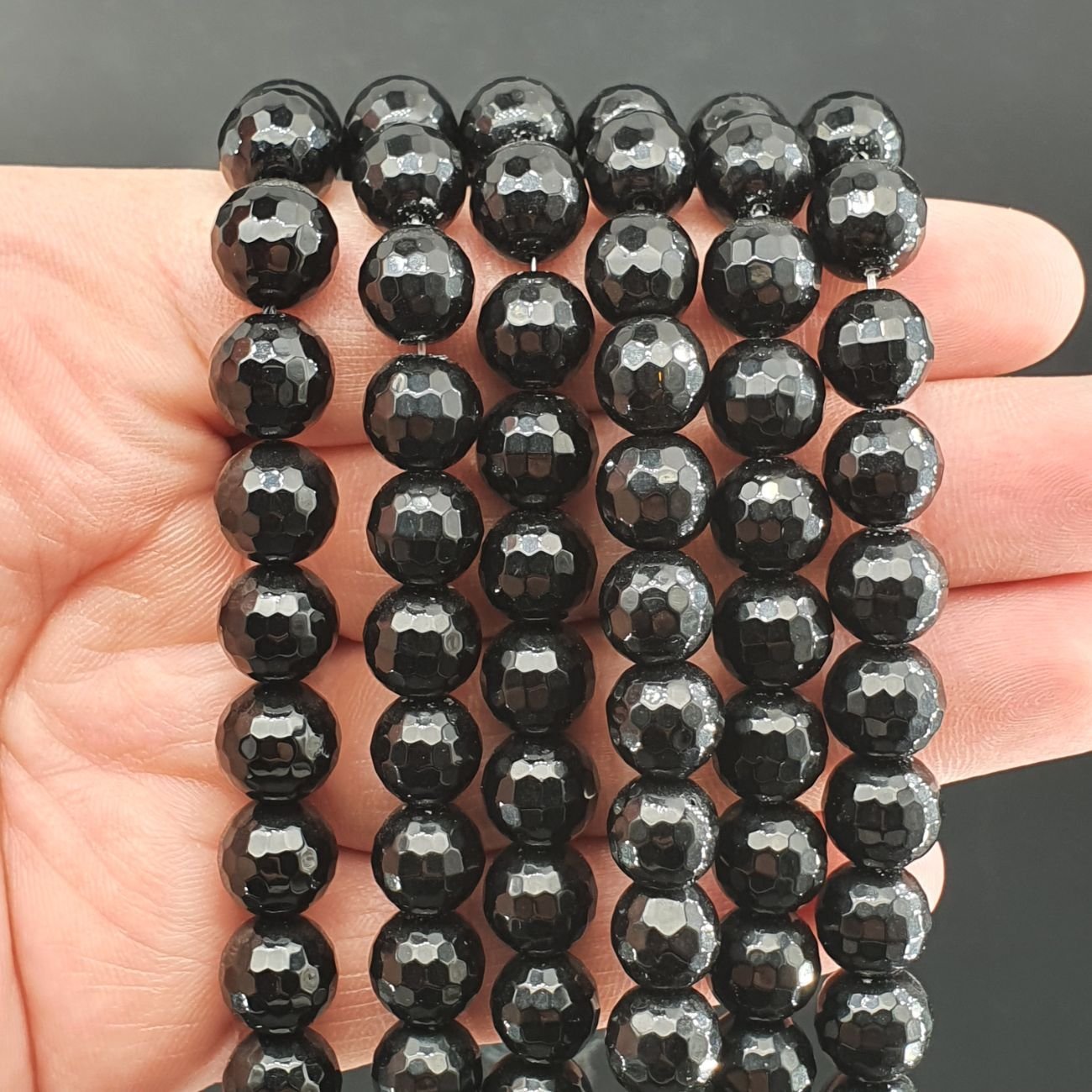 Onice Nera Perline Forma Tondo Sfaccettato 10mm