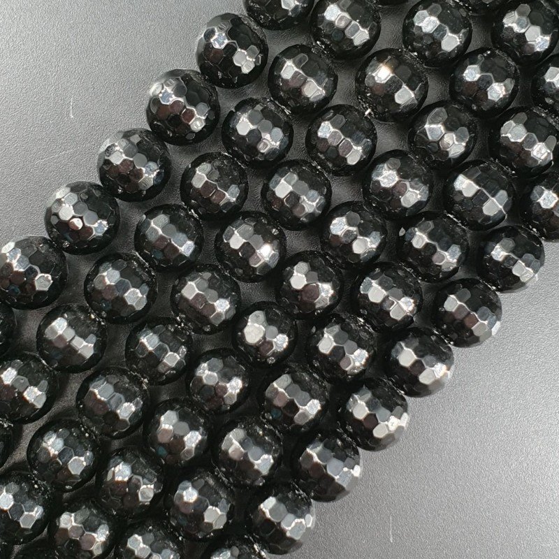 Onice Nera Perline Forma Tondo Sfaccettato 10mm