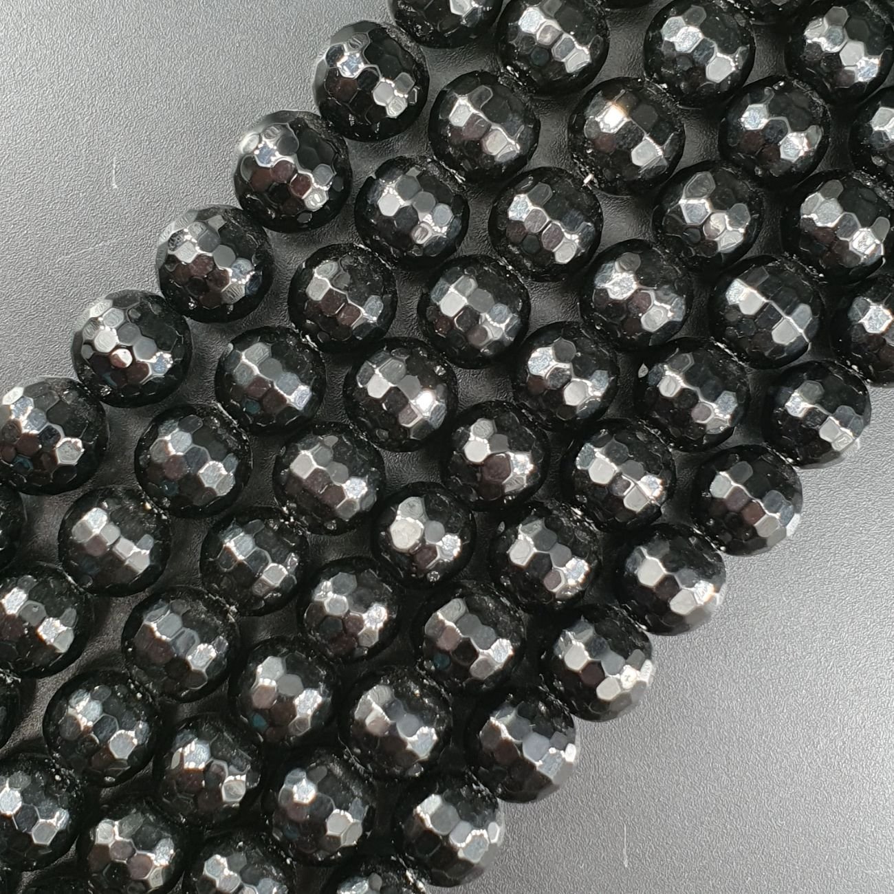 Onice Nera Perline Forma Tondo Sfaccettato 10mm