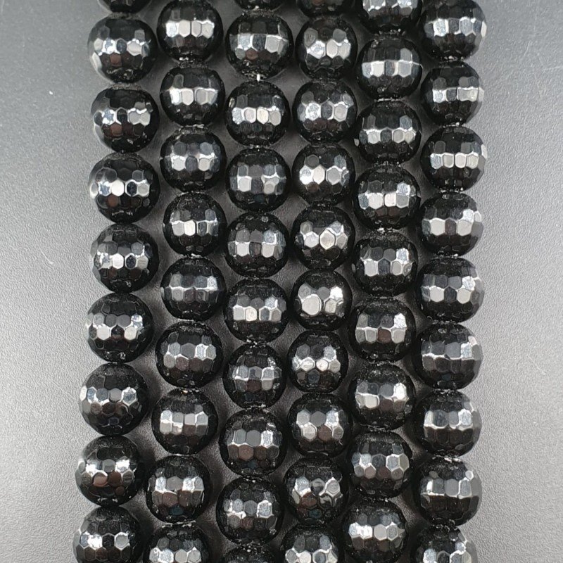 Onice Nera Perline Forma Tondo Sfaccettato 10mm