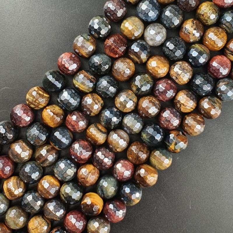 Occhio Di Tigre Galvanizzato Perline Forma Tondo Sfaccettato 10mm