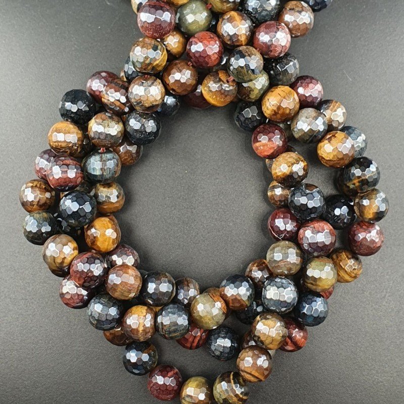 Occhio Di Tigre Galvanizzato Perline Forma Tondo Sfaccettato 10mm