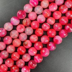Agata Brasiliana Fucsia Perline Forma Tondo Sfaccettato 10mm