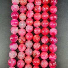 Agata Brasiliana Fucsia Perline Forma Tondo Sfaccettato 10mm