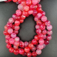 Agata Brasiliana Fucsia Perline Forma Tondo Sfaccettato 10mm