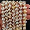 Agata Tibetana Arancia-Crema Perline Forma Tondo Sfaccettato 10mm