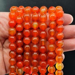 Agata Di Fuoco Arancio Perline Forma Tondo Sfaccettato 10mm