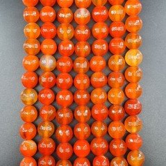 Agata Di Fuoco Arancio Perline Forma Tondo Sfaccettato 10mm