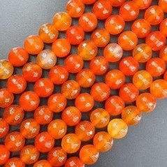 Agata Di Fuoco Arancio Perline Forma Tondo Sfaccettato 10mm