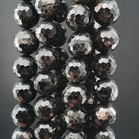 Tormalina Nera Perline Forma Tondo Sfaccettato 10mm