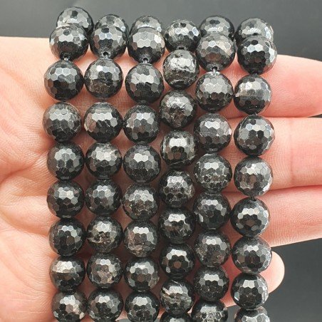 Tormalina Nera Perline Forma Tondo Sfaccettato 10mm