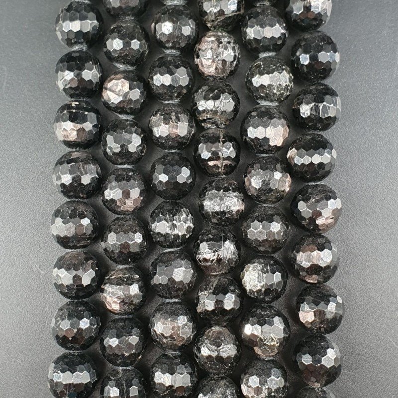 Tormalina Nera Perline Forma Tondo Sfaccettato 10mm