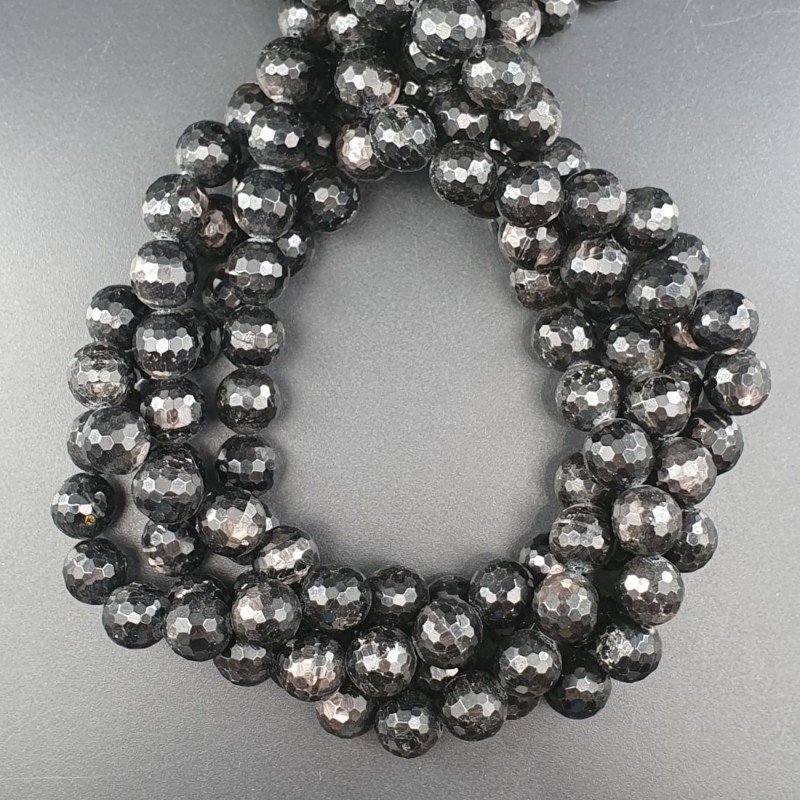 Tormalina Nera Perline Forma Tondo Sfaccettato 10mm