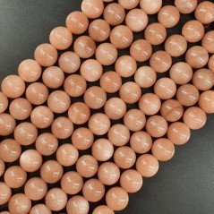 Pietra Di Luna Rosa Perline Forma Tondo Liscio 10mm