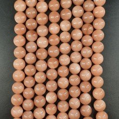 Pietra Di Luna Rosa Perline Forma Tondo Liscio 10mm