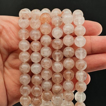 Quarzo Rutilato Rosso in Perline Forma Tondo Liscio Foro Passante 10mm