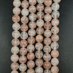 Quarzo Rutilato Rosso in Perline Forma Tondo Liscio Foro Passante 10mm