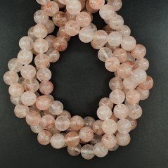 Quarzo Rutilato Rosso in Perline Forma Tondo Liscio Foro Passante 10mm
