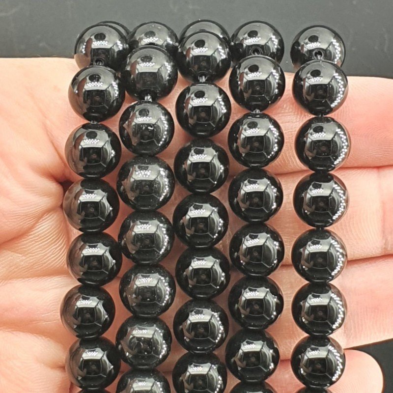 Onice Nera Perline Forma Tondo Liscio 10mm