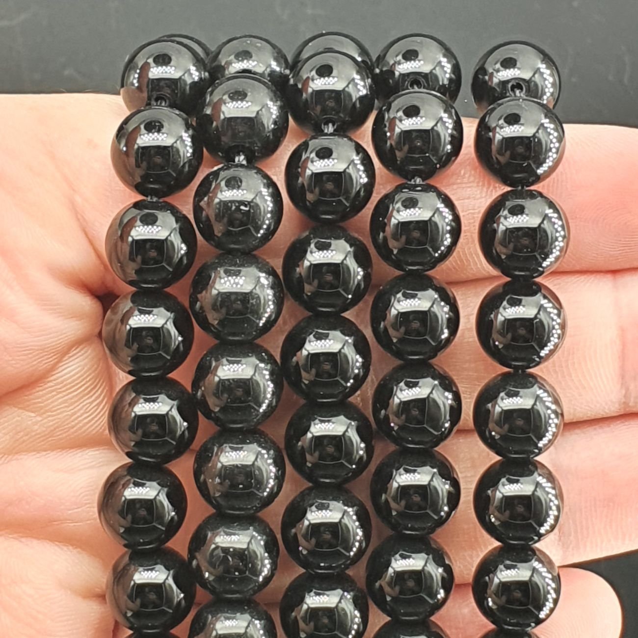 Onice Nera Perline Forma Tondo Liscio 10mm