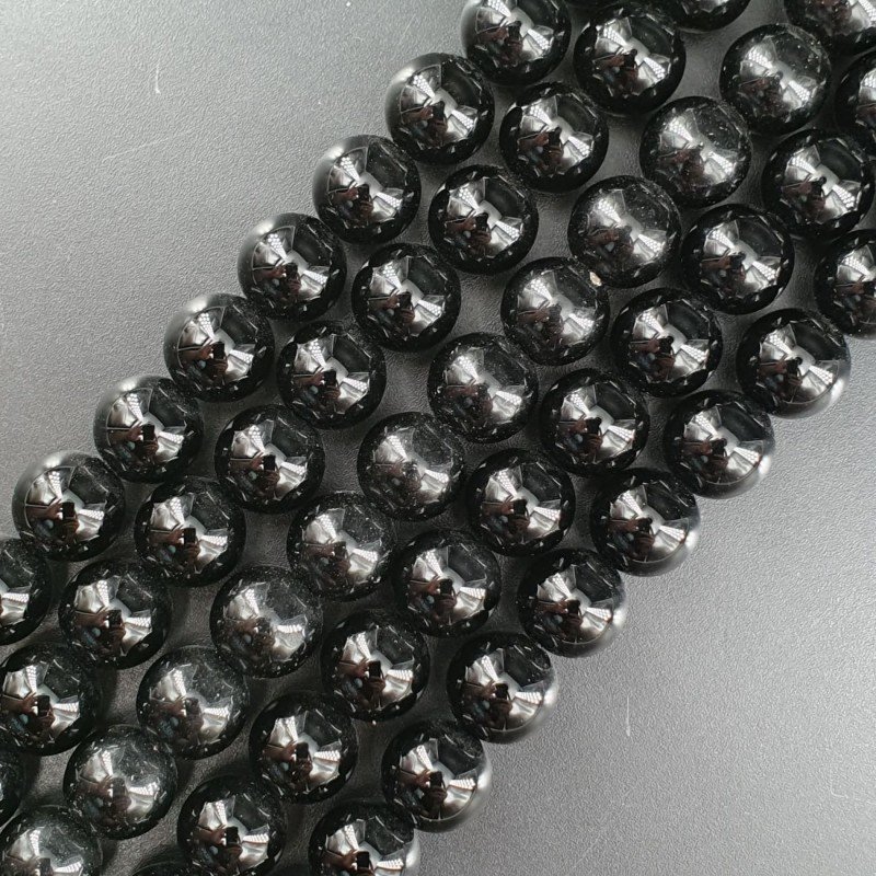 Onice Nera Perline Forma Tondo Liscio 10mm