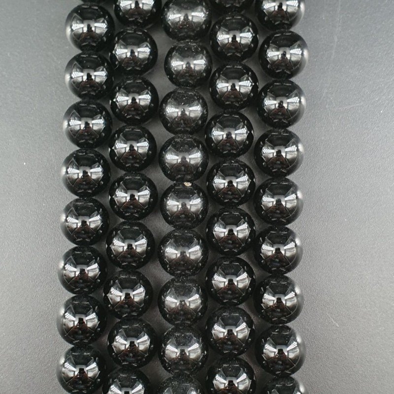 Onice Nera Perline Forma Tondo Liscio 10mm