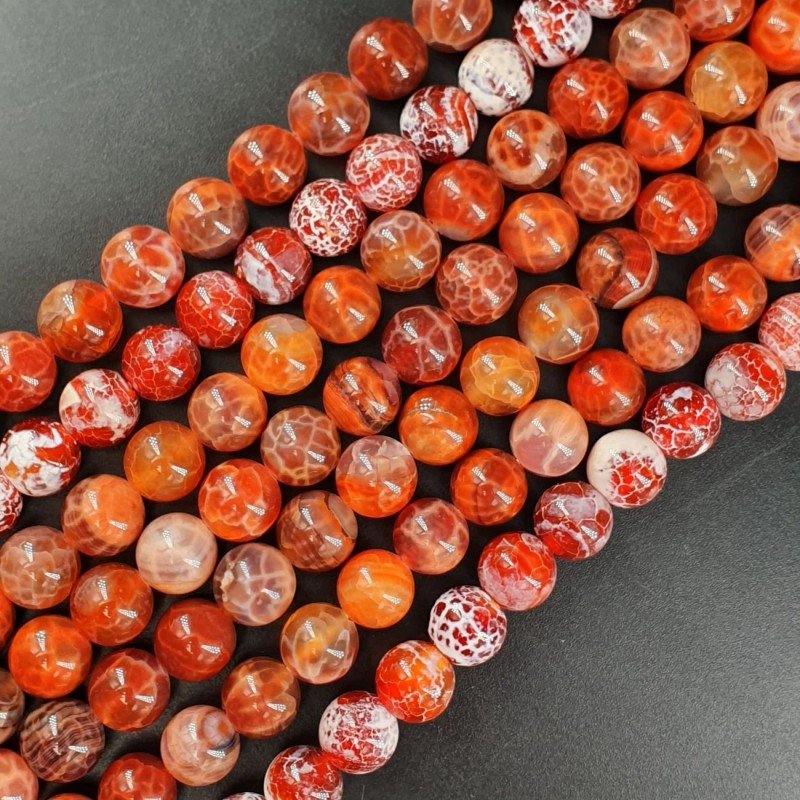 Agata Di Fuoco Arancio Perline Forma Tondo Liscio 10mm