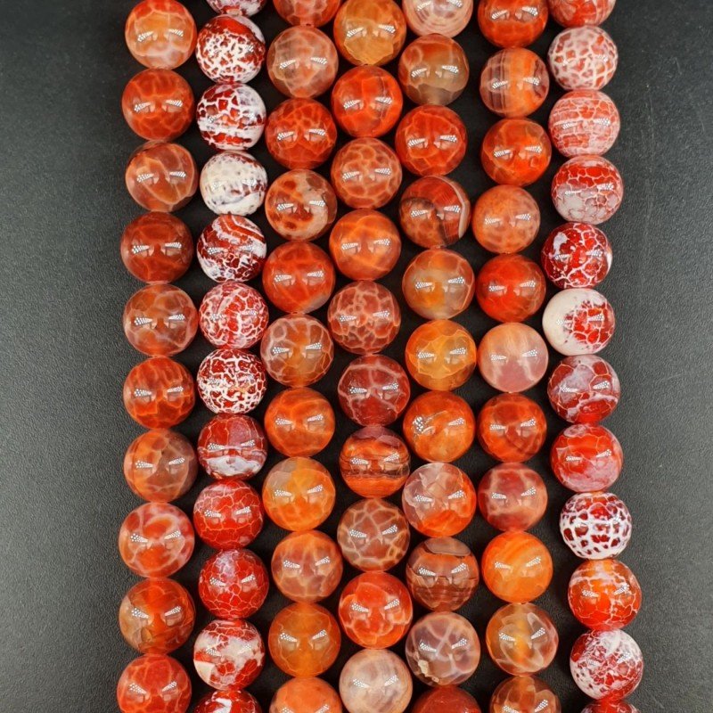 Agata Di Fuoco Arancio Perline Forma Tondo Liscio 10mm