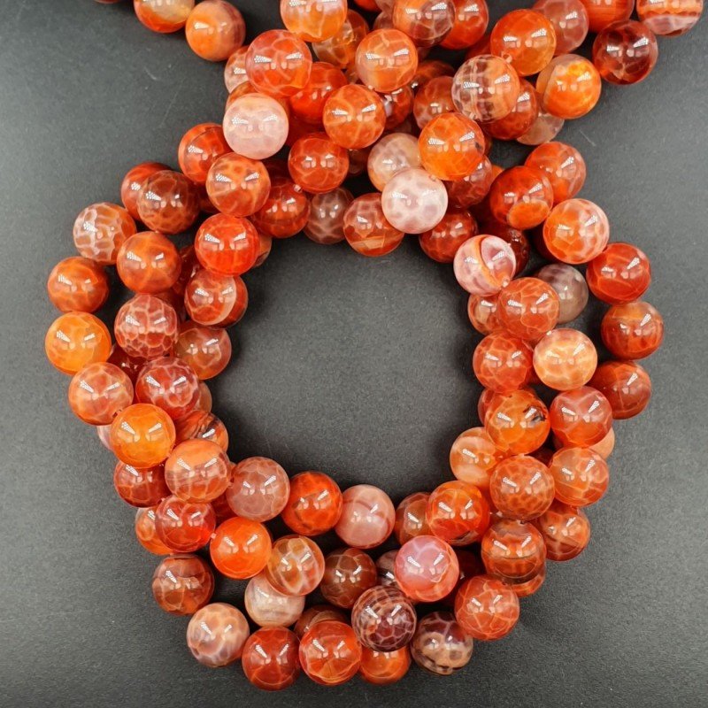 Agata Di Fuoco Arancio Perline Forma Tondo Liscio 10mm