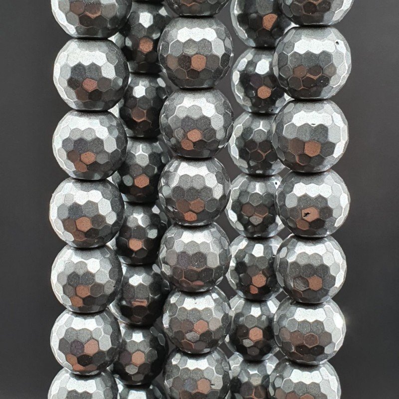 Ematite Naturale Perline Forma Tondo Sfaccettato 10mm