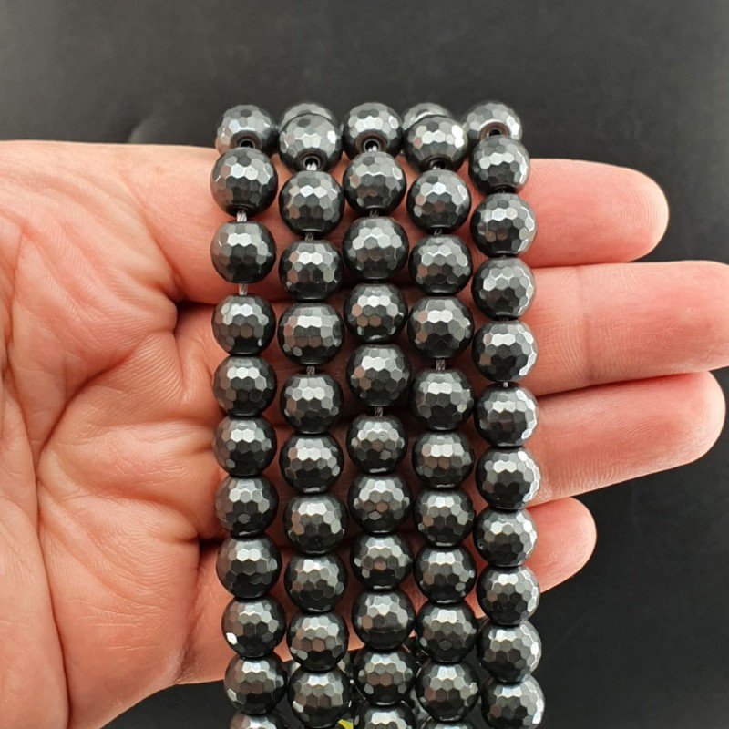 Ematite Naturale Perline Forma Tondo Sfaccettato 10mm