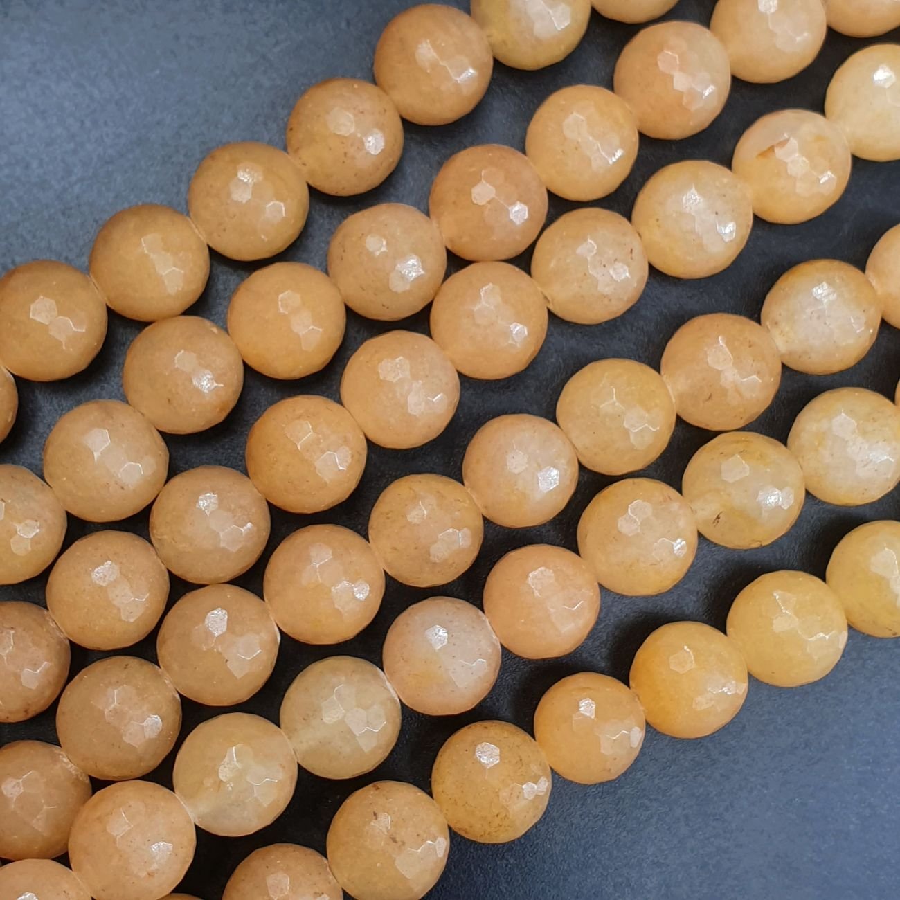 Avventurina Gialla Naturale Perline Forma Tondo Sfaccettato 10mm