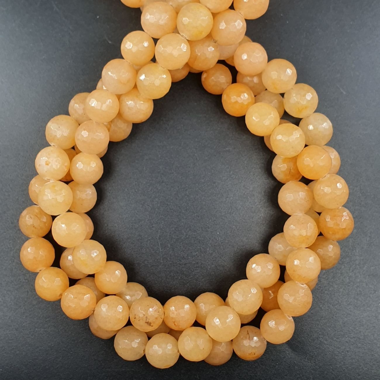 Avventurina Gialla Naturale Perline Forma Tondo Sfaccettato 10mm