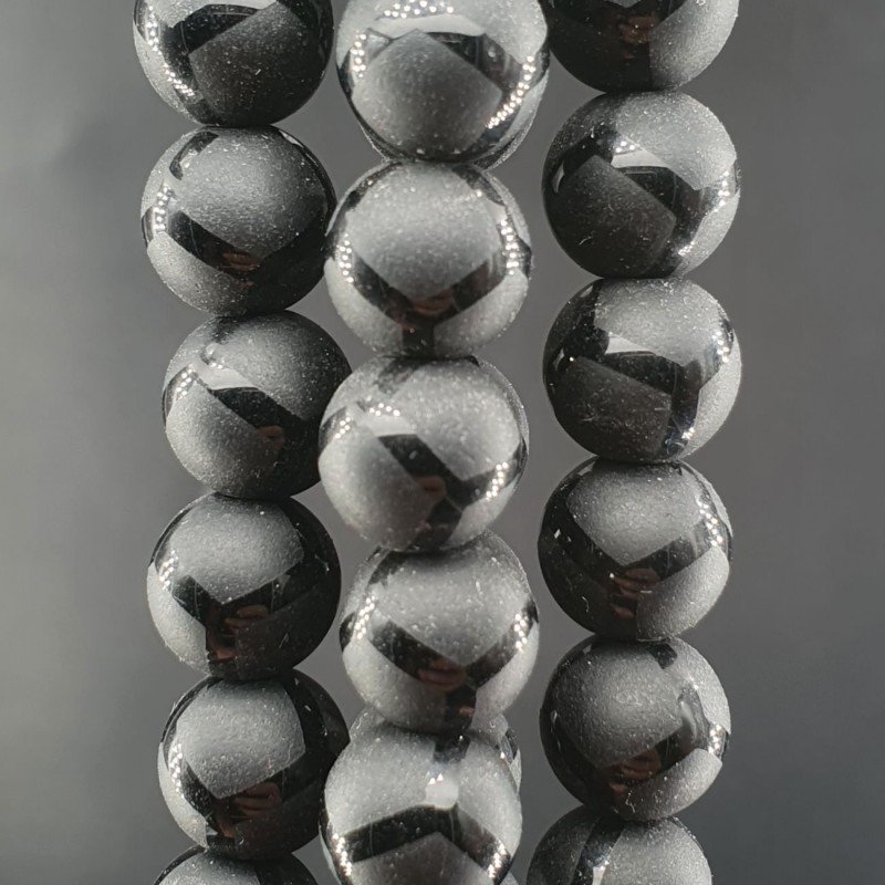 Onice Nera Perline Forma Tondo Liscio Satinato-Matte 10mm