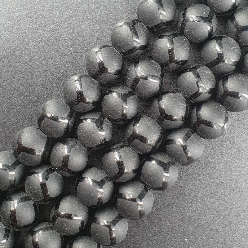 Onice Nera Perline Forma Tondo Liscio Satinato-Matte 10mm