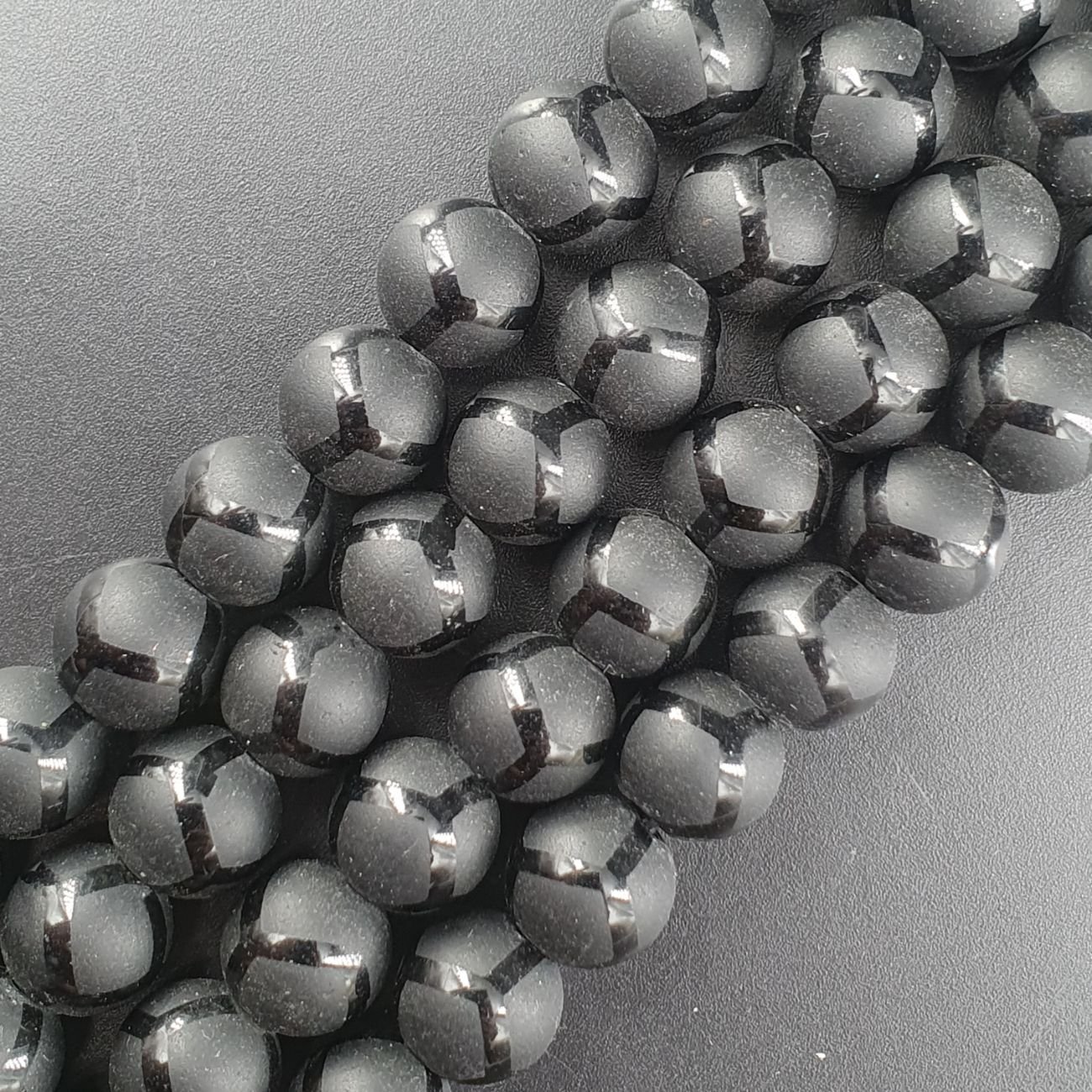 Onice Nera Perline Forma Tondo Liscio Satinato-Matte 10mm