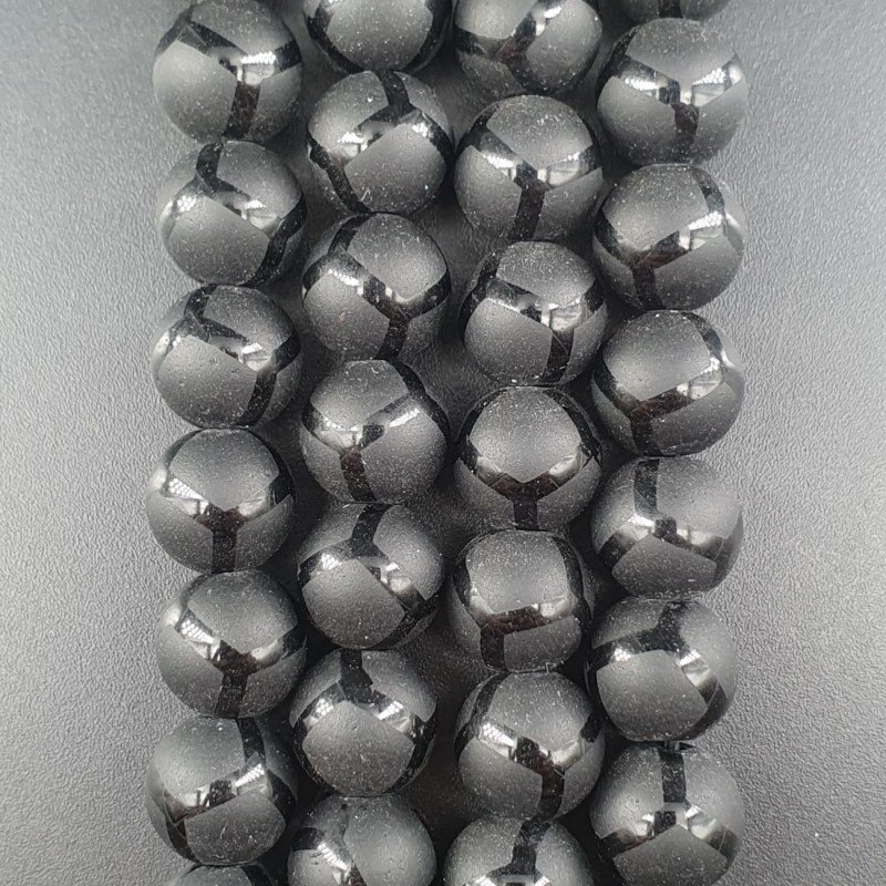 Onice Nera Perline Forma Tondo Liscio Satinato-Matte 10mm