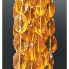 Quarzo Citrino Idrotermale in Perline Forma Ovale Piatto Sfaccettato Foro Passante 18X22mm
