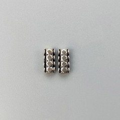 Distanziatore In Ottone Forma Barretta 4 Fili Ethnico Ossidato 04X16mm-Argentato 1pz