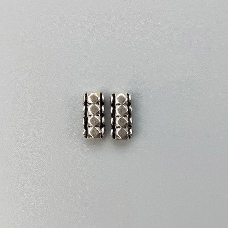 Distanziatore In Ottone Forma Barretta 4 Fili Ethnico Ossidato 04X16mm-Argentato 1pz