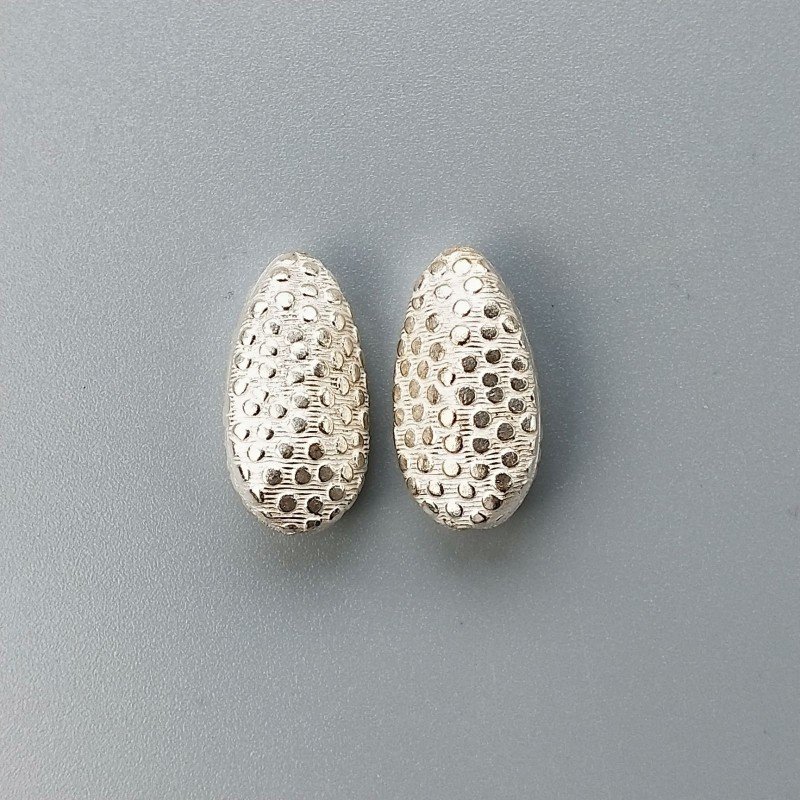 Distanziatore In Ottone Forma Goccia Lavorato Antico Tribal 13x24mm-Argentato 1pz