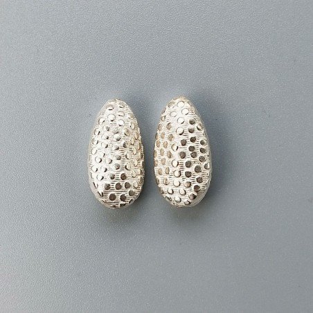 Distanziatore In Ottone Forma Goccia Lavorato Antico Tribal 13x24mm-Argentato 1pz